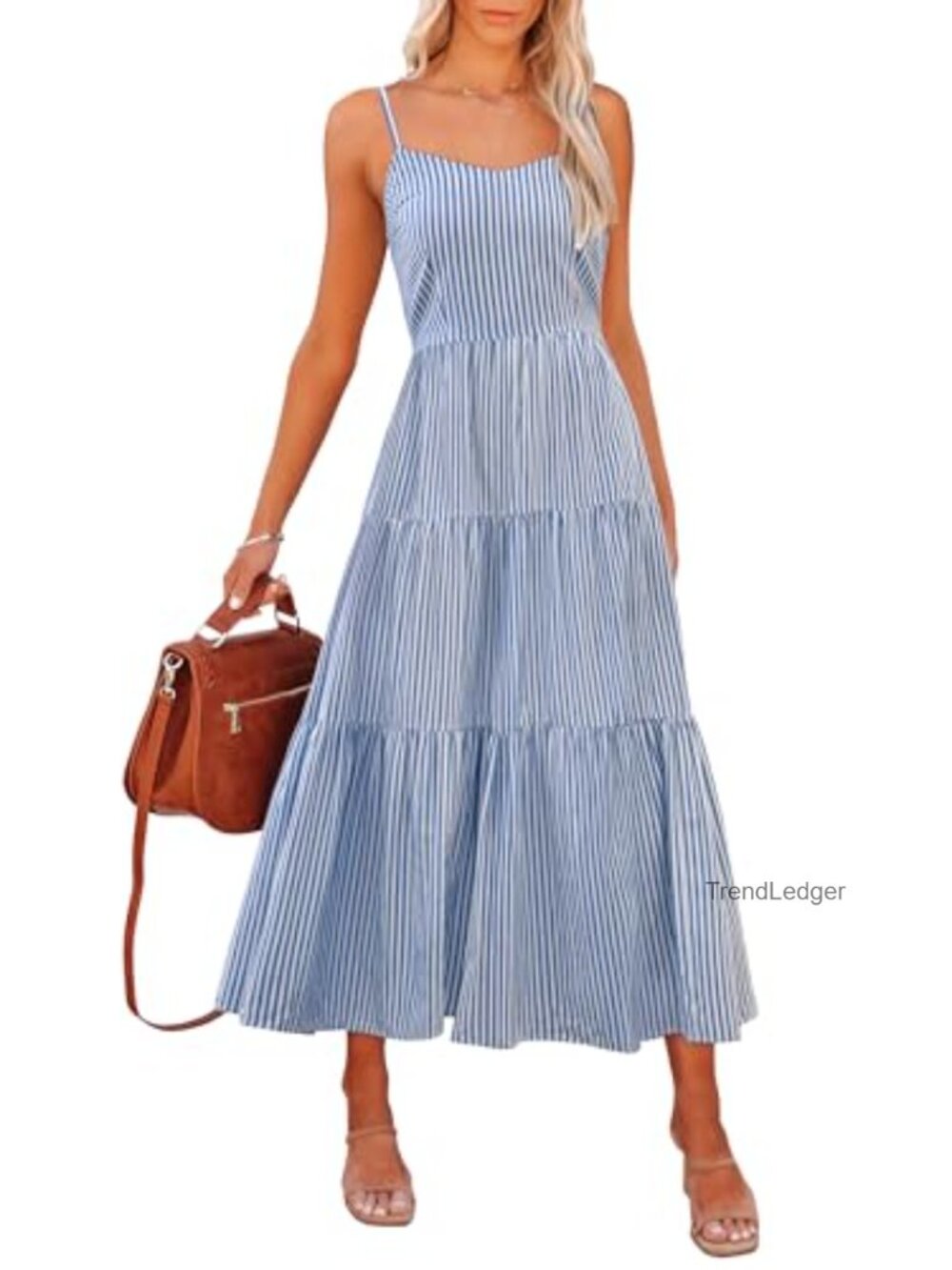 Womens 100% Rayon Sleeveless Midi Dress Adjustable Spaghetti Strap Sundress